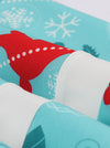 Blue Vintage Short Sleeves Christmas Caribous Printing Tea Length Rockabiily Dress for Women Detail View
