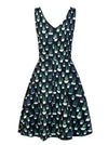 Sleeveless Spring Summer Casual Cocktail Cactus Print Swing Dress for Holiday