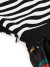 Black and White Elegant Round Neck Striped High Waist Style Semi Formal Dress for Women Detail View
