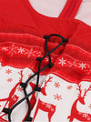 Vintage Themed Style Christmas Element Lace-Up Knee Length Dress for Women Detail View