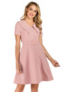 V-Neck Short Sleeve A-Line Cocktail Party Wear to Work Dress Detail View