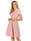 Summer Women Pink Belted Vintage Cocktail Party Dress for Juniors Detail View
