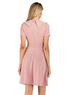 V-Neck Dating Midi Women Colorblock Night Out Business Banquet Dress with Lapel Back View