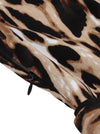 Vintage Half Sleeve Leopard Print Flare Wear to Work Dress Belt