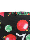 Black Elegant Long Sleeves Christmas Pattern Round Neck Tea Length Dress for Women Detail View