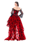 Red Off Shoulder Hi-Lo Skirt Set Halloween Overbust Corsets Outfits for Women Back View