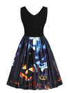 Vintage V Neck Sleeveless Cocktail Halloween Party Dress