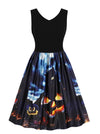 Vintage V Neck Sleeveless Cocktail Halloween Party Dress