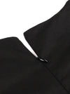 Classical Vintage High Quality Casual Women Black Pleats Cap Sleeve Party Dress Detail View