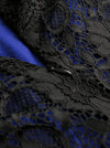 Black Lace Floral Patchwork A-Line Swing Petite Evening Royal Blue Dress for Women Detail View