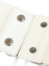 Metal Leather Buckle White High Waist Elastic Vintage Style Bowknot Press Belt Detail View