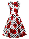 Casual 1950's Vintage Polka Dot Holiday Cocktail Party Dress Main View