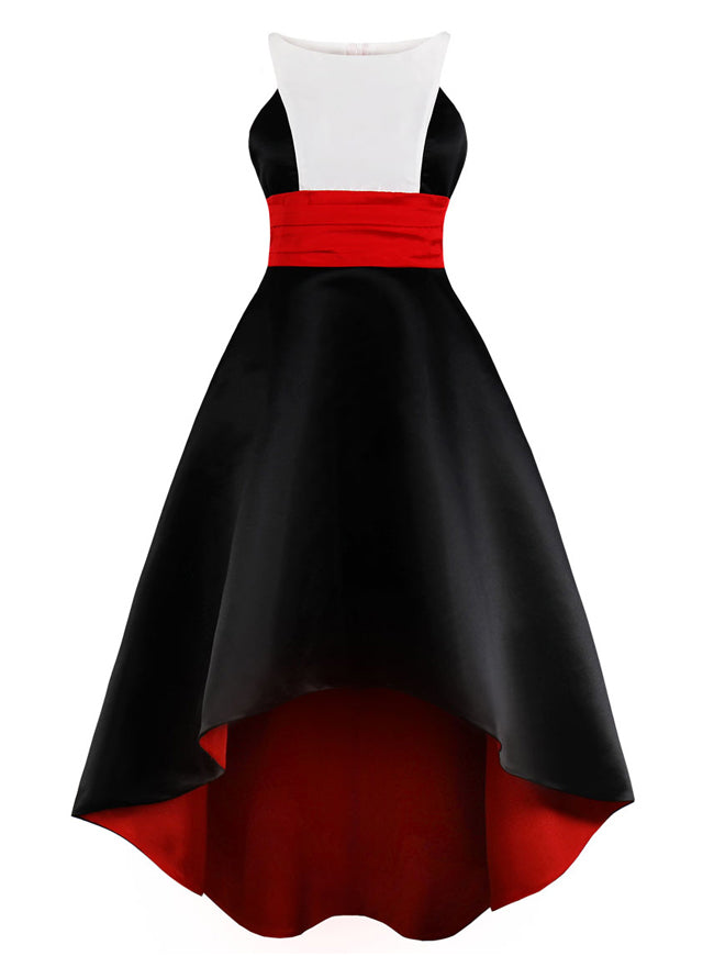 Womens High Low A-line Graduation Homecoming Black Cocktail Dress Detail View
