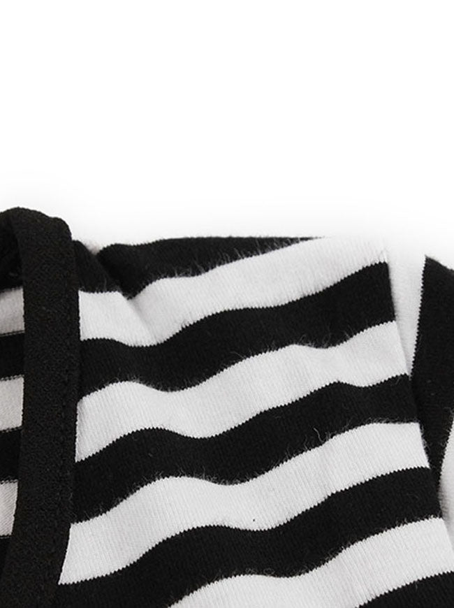 Lovely Black Knee Length Striped Wear to Work Tea Length Dress for Women Detail View