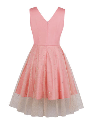 Elegant Vintage Casual V-Neck Sleeveless A-line Swing Dress