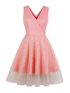 Elegant Vintage Casual V-Neck Sleeveless A-line Swing Dress