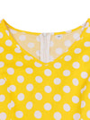 Women 50s Retro Sexy V Neck Pin Up Fit and Flare Knee Length Dress for Women Detail View
