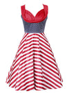 Fashion Sleeveless Vintage Style Cocktail Party Striped Dress