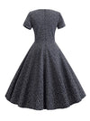 1950s Vintage Floral Short Sleeve Pleated Swing Dress