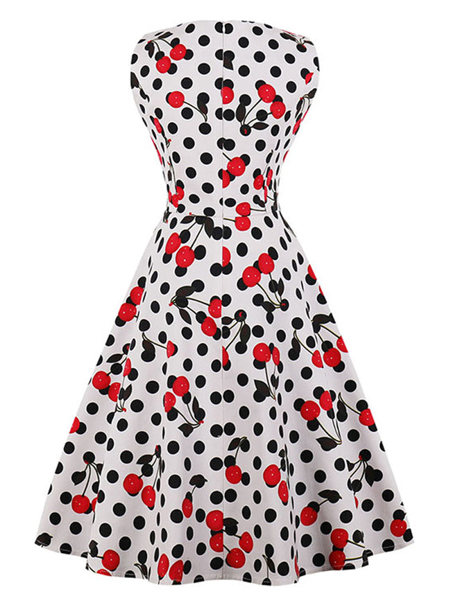 Casual 1950's Vintage Polka Dot Holiday Cocktail Party Dress