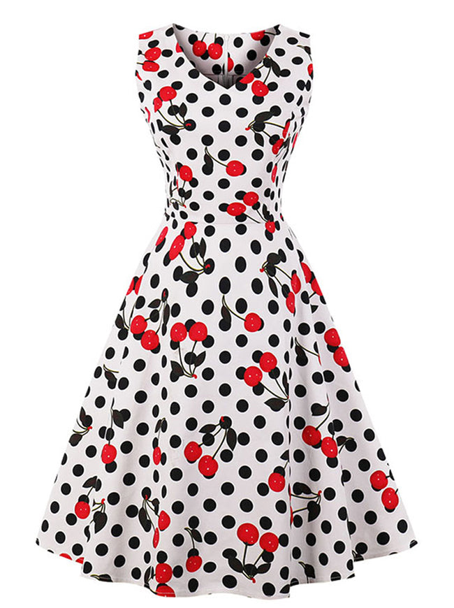 Casual 1950's Vintage Polka Dot Holiday Cocktail Party Dress