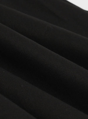 Black Semi Formal Cap Sleeves A-Line Casual Cute Solid Black Off Shoulder Dress Detail View