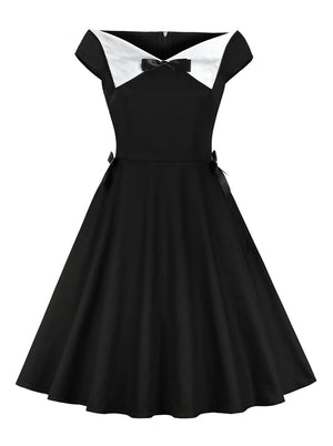 Retro Vintage Cap Sleeves Cocktail Swing Tea Dress with Pocket