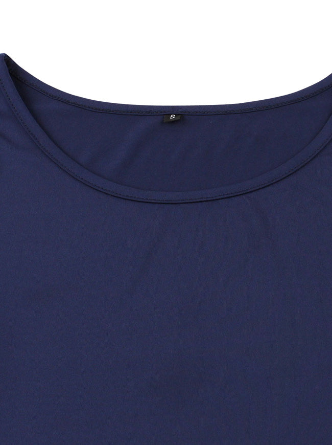 Royal Blue Petite Cocktail Vintage Floral Print Summer Casual Dress Detail View