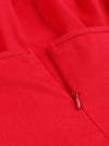 Tea Length Color Block Style Patchwork Red White Bridesmaid Dress Detail View
