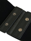 Fashion Designer Black Buckle Western Leather Wide Holeless Belts for Women Detail View