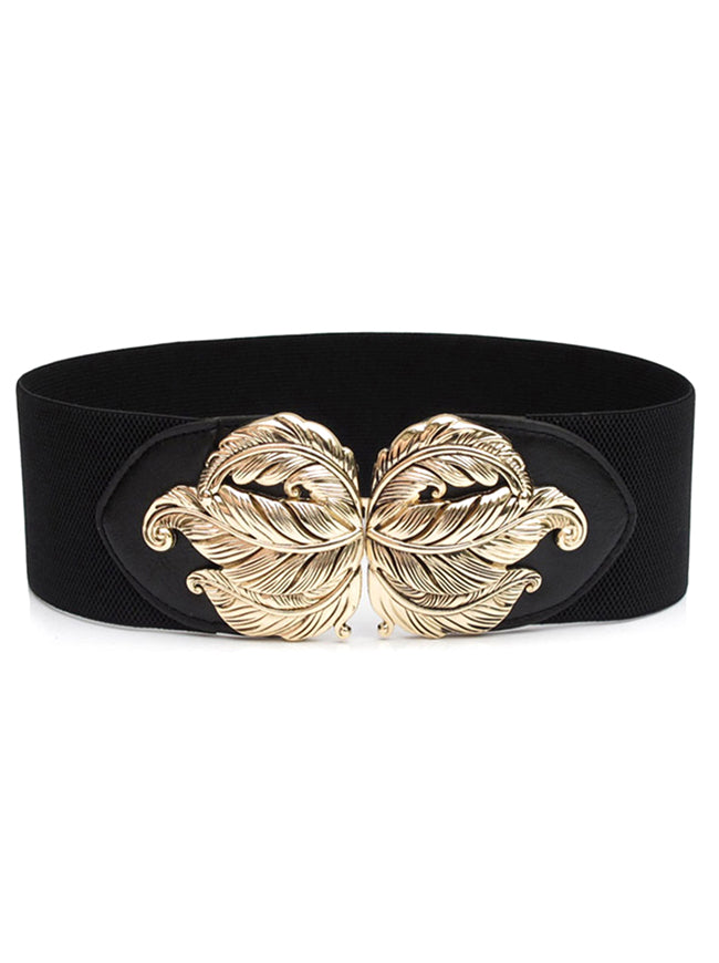 Womens Simple Style Faux Leather Metal Feather Decorative Casual Fancy Vintage Cocktail Dress Belt Detail View