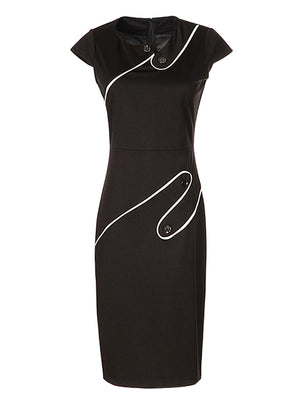 Retro Style Semi Formal Cocktail Party Wear to Work Dress Main View