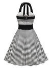 Plaid Halter Vintage Retro Swing Cocktail Rockabilly Pinup Dress Back View