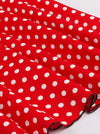Womens Tea Length Red and White Fit and Flare Vintage Cotton Rockabilly Dress Detail View