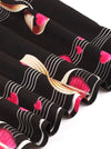 V-Neck Romantic Music Notes Print Flare Party Dress for Music Party