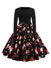 Long Sleeves Vintage Fit and Flare Holiday Party Christmas Swing Dress Main View