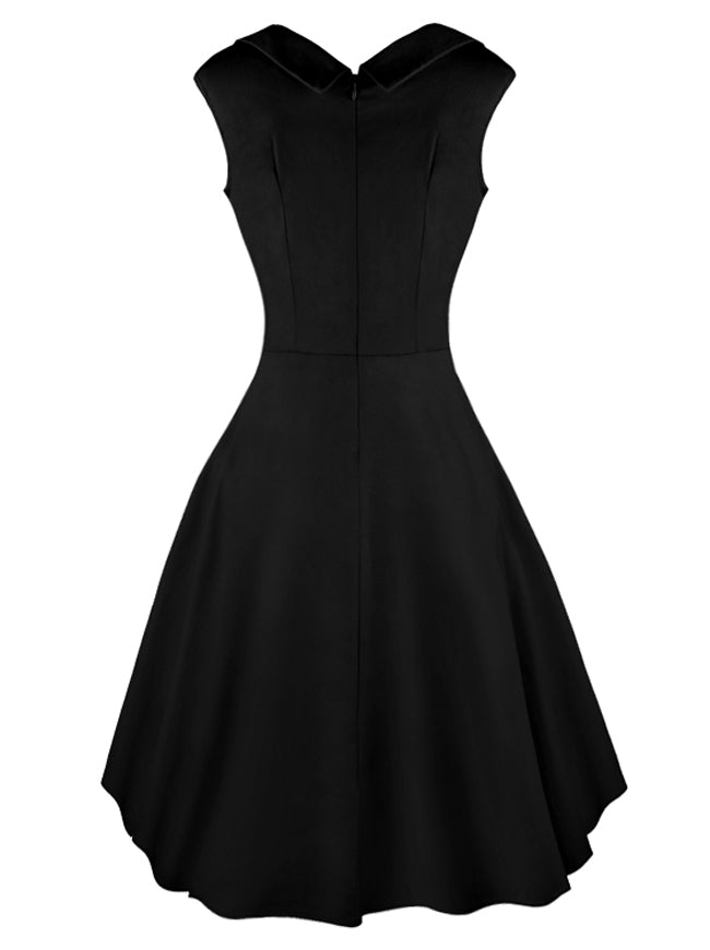 1950s Cut Out V-Neck Vintage Casual Party Cocktail Swing Dress