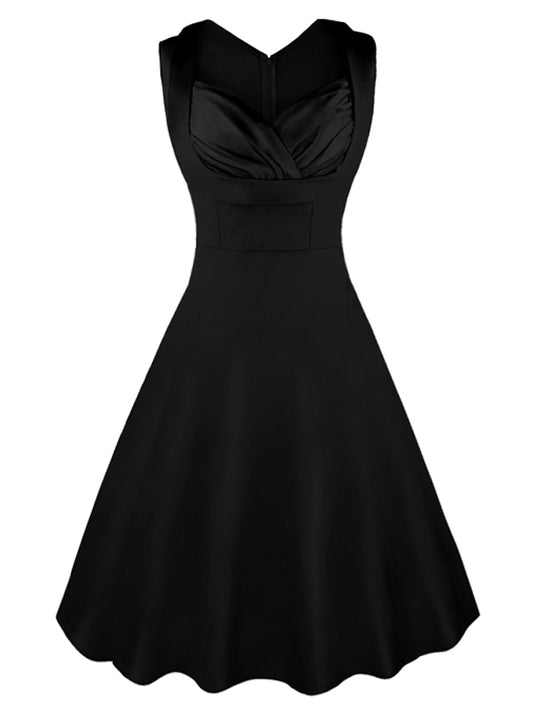 1950s Cut Out V-Neck Vintage Casual Party Cocktail Swing Dress
