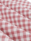 Vintage 1950s Style Swing Plaid Cocktail 50s Red and White Casual Midi Dress Detail View