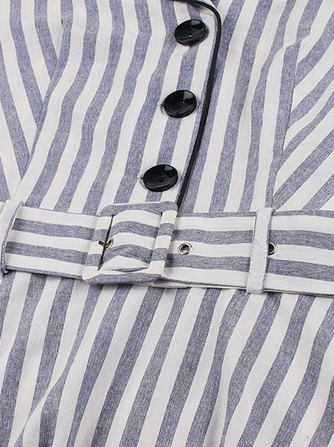 50S Retro Summer Cotton Rockabilly Prom Going Out Holiday Fit Flared Swing Knee Length Dress Detail View