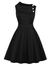 Vintage Retro Swing Sleeveless Cocktail Tea Dress with Pocket