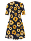 Comfy T-Shirt Black Short Sleeve Above the Knee Casual Summer Dress Back View