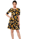 Summer Casual T Shirt Dresses Floral Short Sleeve Loose Dress with Pockets