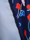 Dark Blue 1950's Vintage Style Flower Pattern Knee Length Midi Dress for Women Detail View