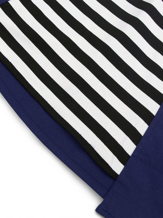 1950's Vintage Striped Business Casual Dress with Half Sleeves