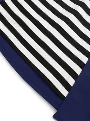 1950's Vintage Striped Business Casual Dress with Half Sleeves