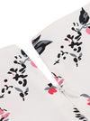 Classic Sexy White Leaf Floral Print Sleeveless Soft Slim Fit Spring Summer Mini Dress Detail View