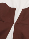White Brown Color Blocking A-Line Knee Length Style Wear to Work Dress for Women Detail View
