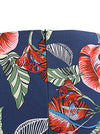Vintage Red Leaf Print Round Neck Fashion Rockabilly Blue Evening Club Wear Midi Dress for Women Detail View