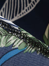 Women 1950 Vintage Classic Look Retro Leaf Pattern Cocktail Knee Length Dress With Blue Bow-Knot Detail View